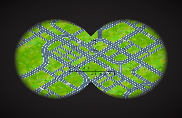 Vecteur vue des jumelles sur des jonctions routières difficiles en isométrique