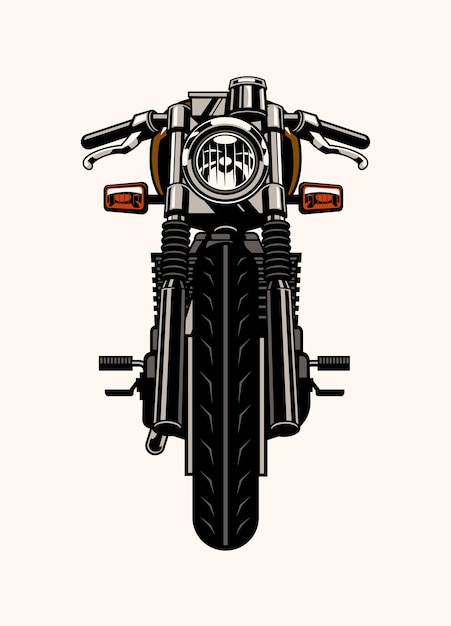 Vue latérale avant de la moto Vintage Cafe Racer