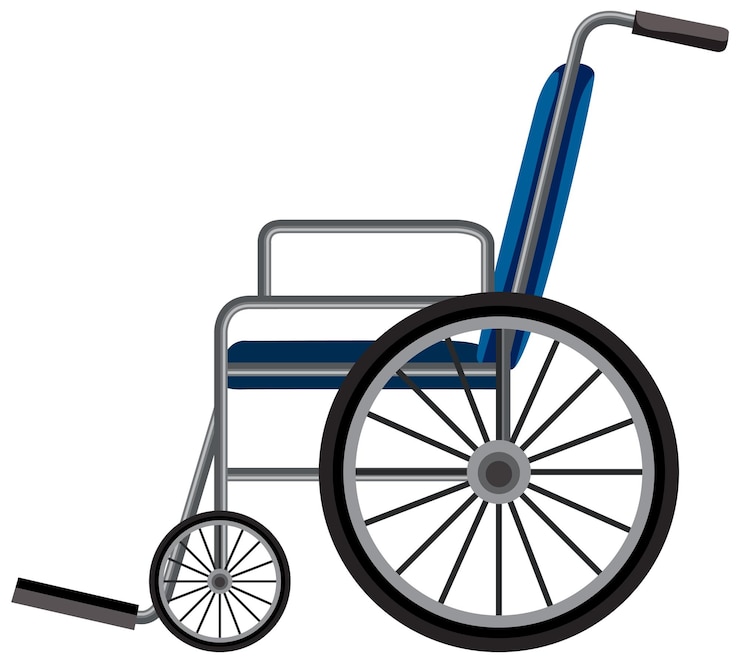 Vecteur vue latérale du fauteuil roulant manuel