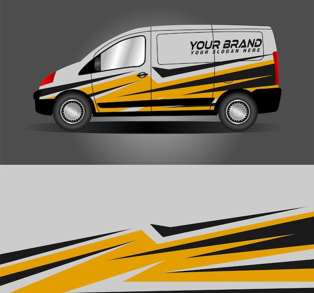 Vue latérale de voiture van emballage décalque concept de conception bande graphique abstraite pour l'image de marque business design