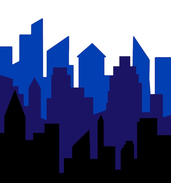 Vue Panoramique De La Ville Illustration Vectorielle Graphique Plat Forme D'ombre Bleue Isolée Simple Impression Abstraite Silhouette De Bâtiment Urbain