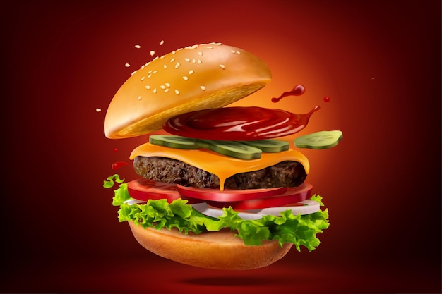 Vue rapprochée d'un hamburger fait maison
