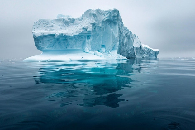 Vue sous-marine d'un grand iceberg avec une belle mer transparente en arrière-plan