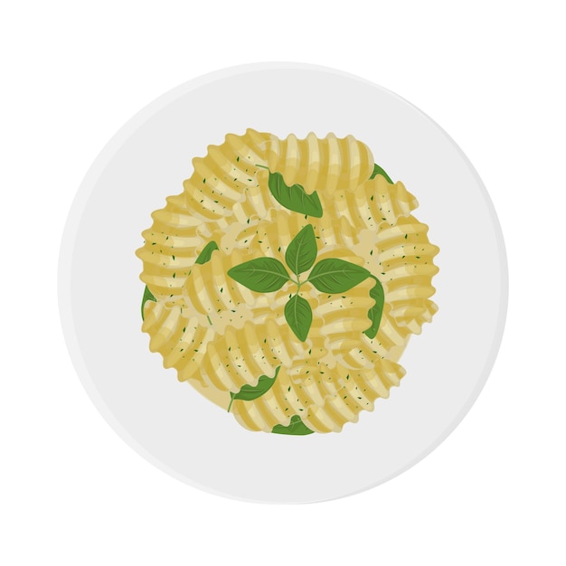 Vecteur vue supérieure du logo de l'illustration vectorielle du gnocchi pesto