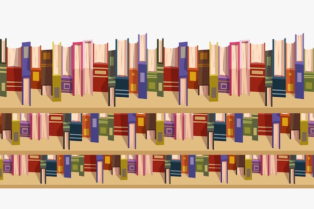 vue supérieure sur les étagères de livres sur blanc