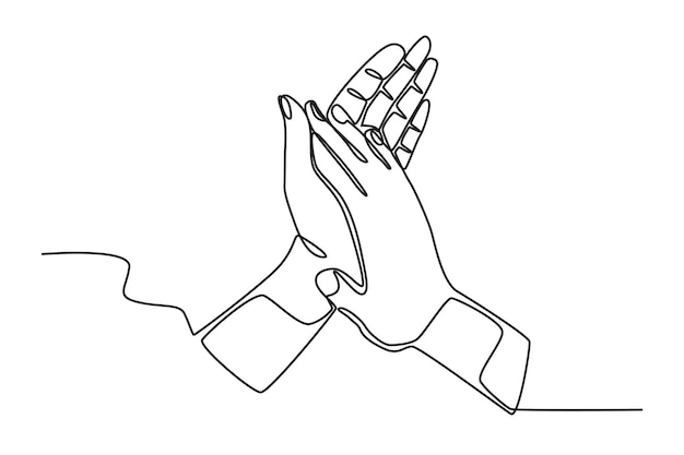 Vue supérieure des mains qui applaudissent dessin en ligne