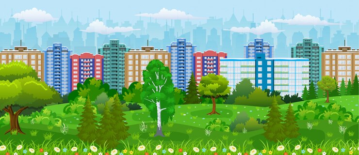 Vecteur vue sur la ville moderne.