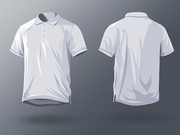Vecteur vues de l'avant et de l'arrière d'une chemise polo blanche illustrées