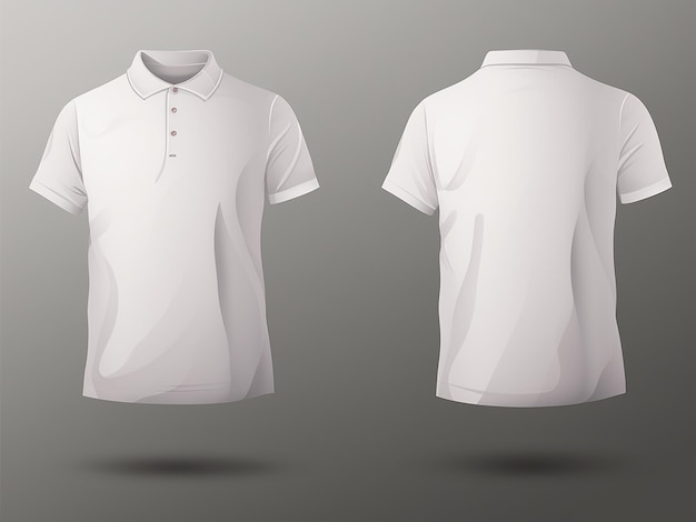 Vecteur vues de l'avant et de l'arrière d'une chemise polo blanche illustrées