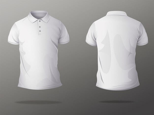 Vecteur vues de l'avant et de l'arrière d'une chemise polo blanche illustrées