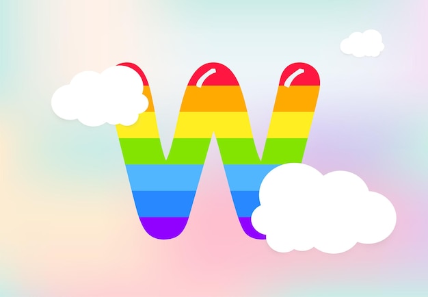 W Letter Rainbow patterns design lettre arc-en-ciel abstraite pour les enfants aiment le concept de famille et d'école