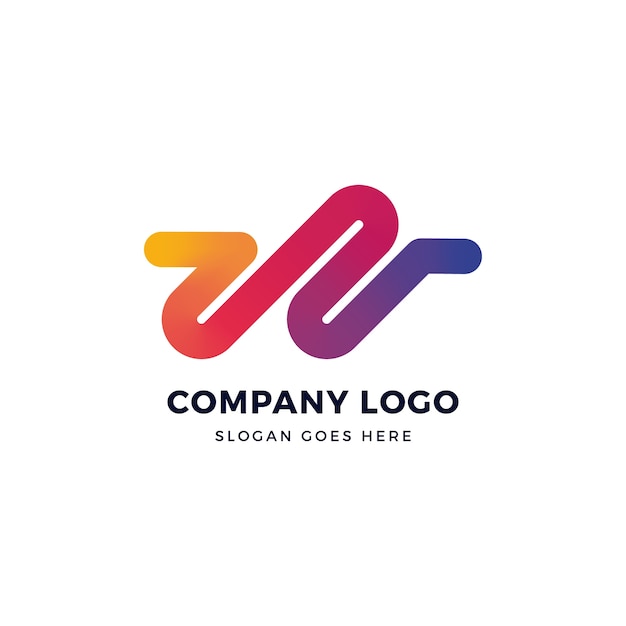 W Lettre Gradient Logo Design