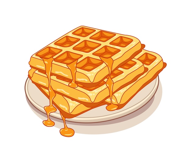 Waffle décoré avec une illustration vectorielle de caramel éditable eps