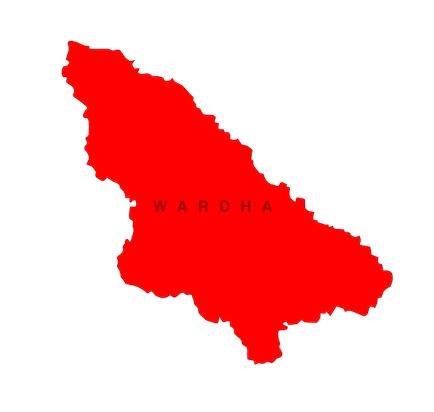 Wardha la carte vectorielle Dist du Maharashtra Rouge