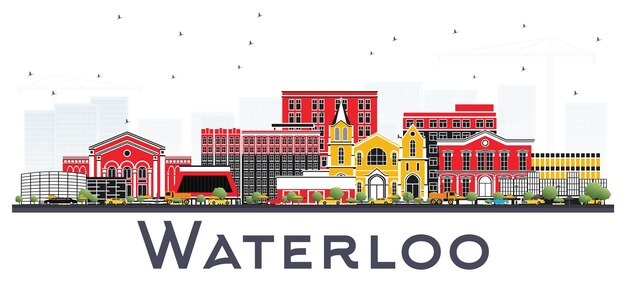 Waterloo Iowa Skyline avec bâtiments de couleur isolé sur fond blanc. Illustration vectorielle. Voyage d'affaires et tourisme Illustration avec architecture historique.