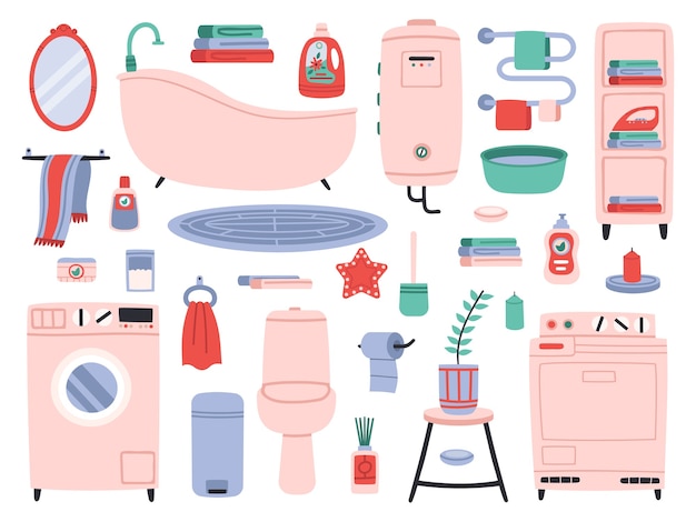 Vecteur wc et sèche-serviettes et produits chimiques