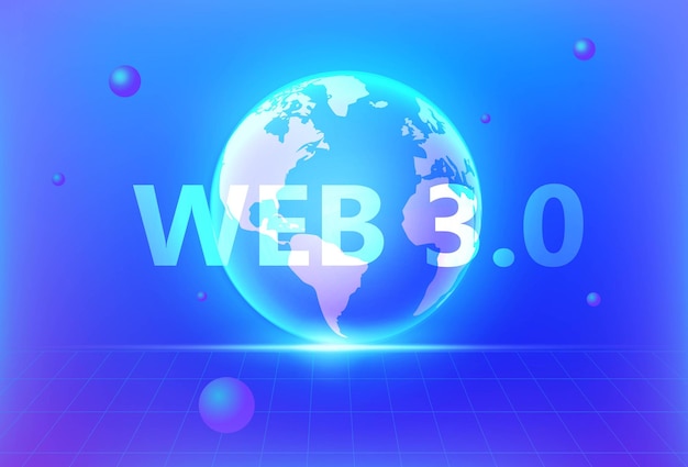 Web 30 concept web 30 typographie sur fond bleu nouvelle version du site Web utilisant la blockchain