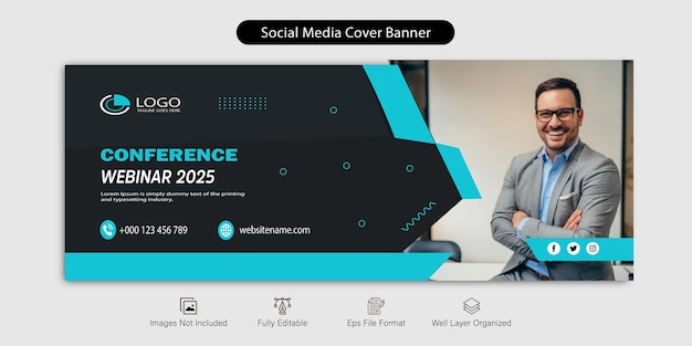 Webinaire de la conférence Couverture Facebook et modèle de bannière Web.