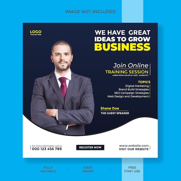 webinaire en direct et modèle de publication sur les réseaux sociaux d'entreprise