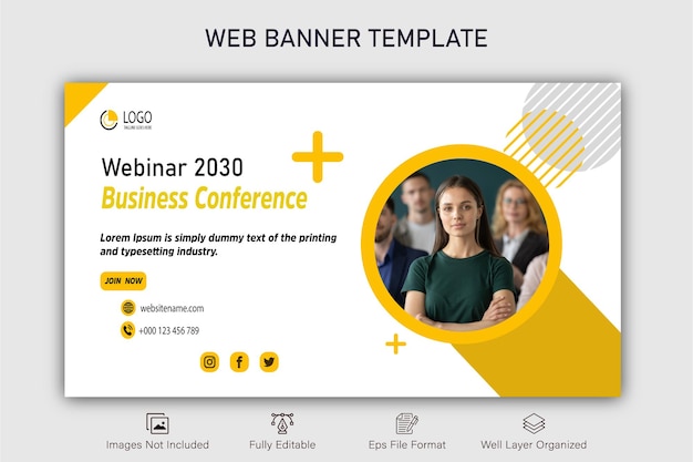 Webinaire de marketing en ligne Couverture Facebook et modèle de bannière Web.