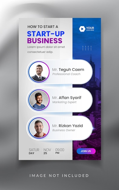 Webinaire de marketing numérique d'entreprise modèle de bannière d'histoire facebook et instagram
