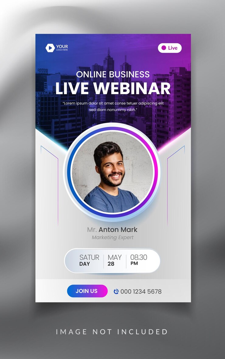 Webinaire de marketing numérique d'entreprise modèle de bannière d'histoire facebook et instagram
