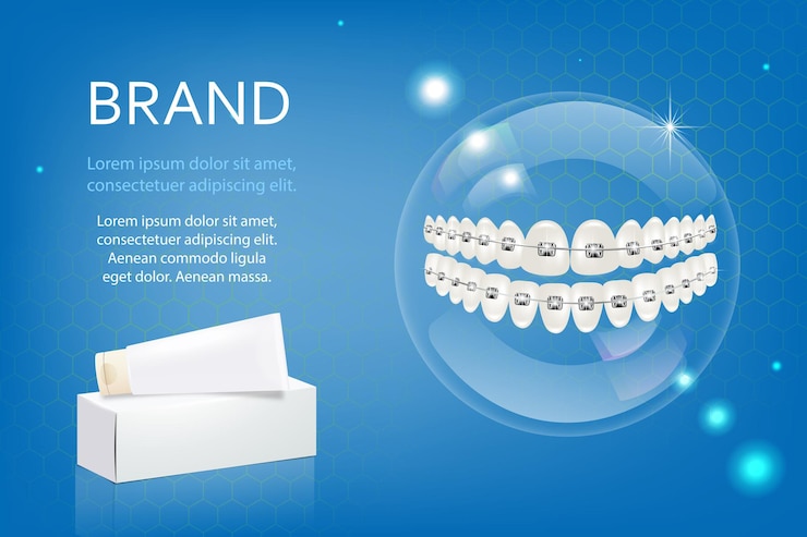 Vecteur webvector publicité 3d de dentifrice blanchissant un concept graphique pour votre conception tube de modèle de mise en page avec emballage