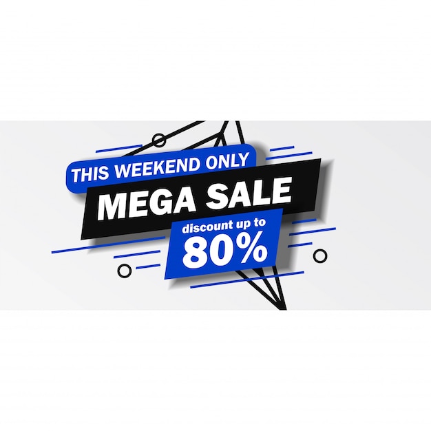 Ce Week-end, Seule La Bannière Mega Sale Avec Les Couleurs Bleu Et Noir