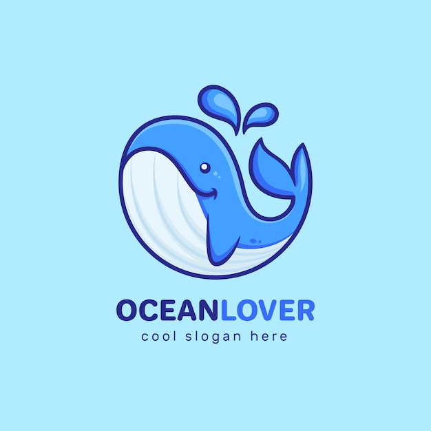 Whale Ocean Lover Logo Modèle