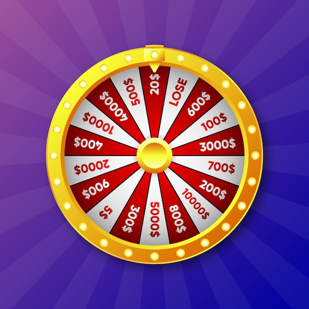 Vecteur wheel of fortune wheel of win roue colorée de la fortune avec différentes sommes de gains casino en ligne