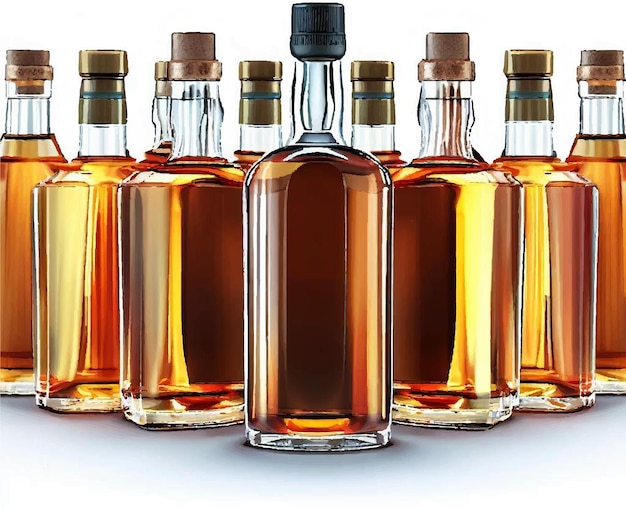 Vecteur whisky cognac bouteille verre alcoolique illustration vectorielle