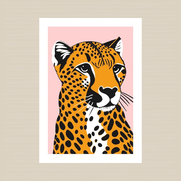 Vecteur wild animal edition portrait de guépard illustration de la faune de la jungle