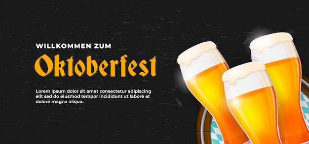 Vecteur willkommen zum oktoberfest affiche modèle de bannière