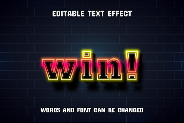 Win Texte Effet De Texte Néon Modifiable