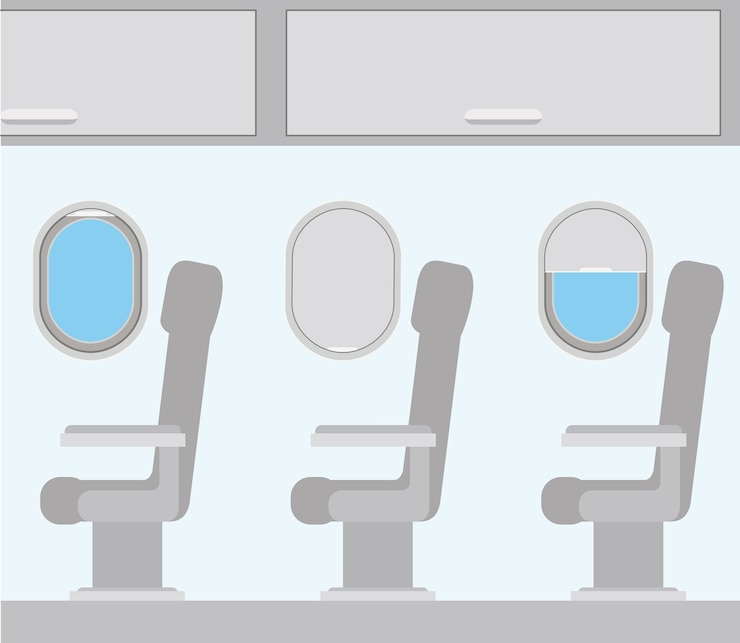 Vecteur windows avion avec des chaises