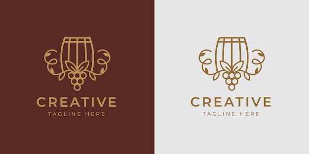 Winery Barrel Logo Design Template Vecteur De Baril Avec Des Branches De Fruits Vin Icône Moderne Vintage Design Line