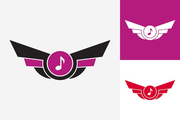 Wing Music Logo Template Design Vecteur, Emblème, Design Concept, Symbole Créatif, Icône