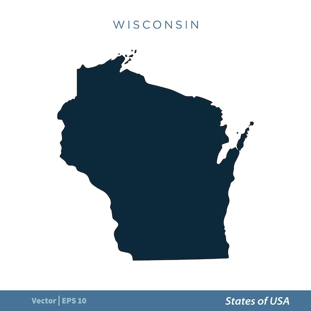 Wisconsin états Des états-unis Carte Icône Vecteur Modèle Illustration Conception Vecteur Eps 10