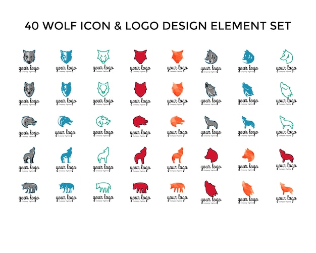 Wolf Icon Logo Design Set