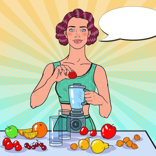 Woman Making Smoothie Avec Des Fruits Frais