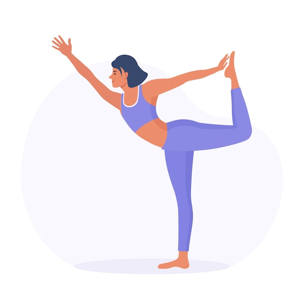 Woman practicing yoga pose : seigneur de la danse. Jeune fille sportive mince faisant du yoga, exercices de remise en forme. Personne faisant de l'exercice dans des vêtements de sport et des pantalons de yoga. Mode de vie sain