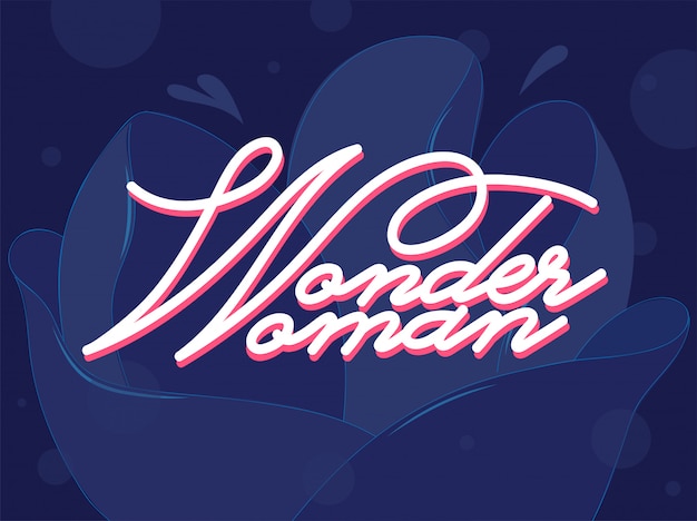 Vecteur wonder woman font sur fond de fleur bleue.