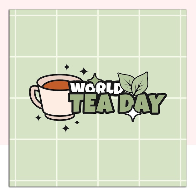 Vecteur world tea day retro style vector design