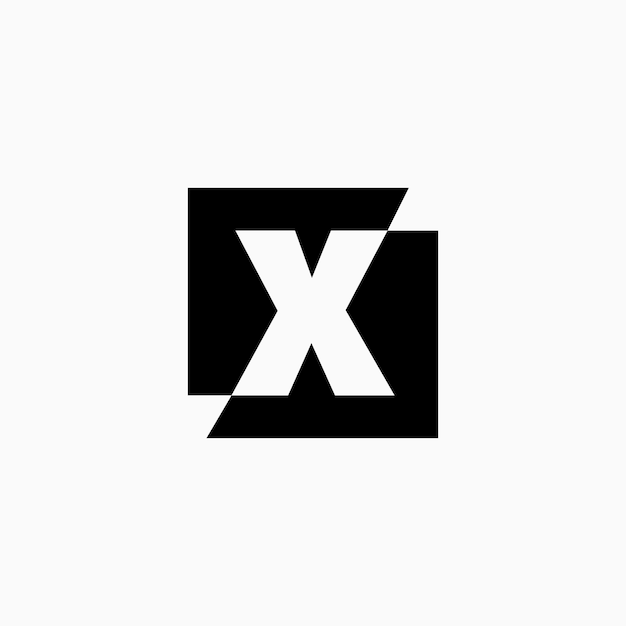 X Lettre Lettermark Carré Initial Espace Négatif Logo Vector Icon Illustration