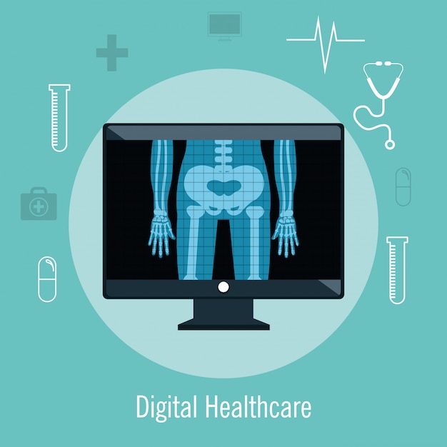 Vecteur x ray digital medical care isolé