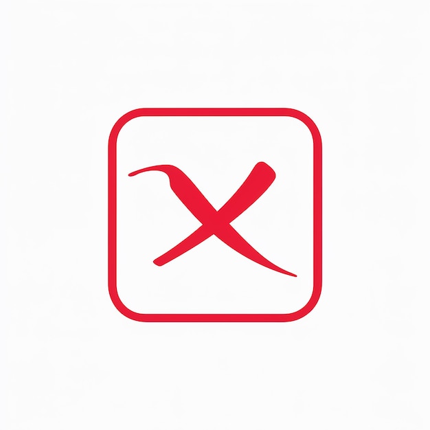 Vecteur un x rouge est sur un carré avec un x rouge