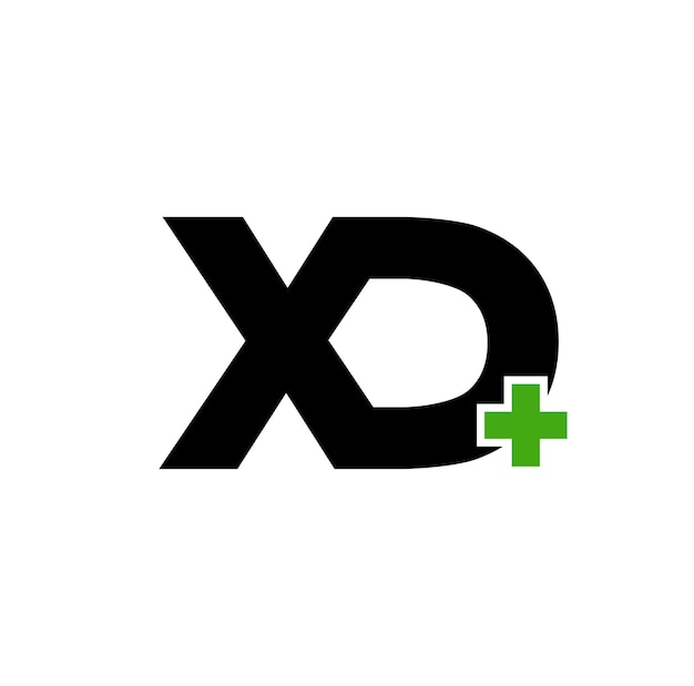 XD plus icône de marque de lettres de typographie