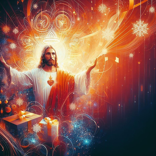 Xmas De Noël Chrétien Scène De L'arbre De Jésus Illustration Vectorielle Du Papier Peint