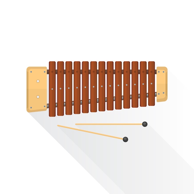 Xylophone En Bois Avec Des Bâtons Sur Blanc