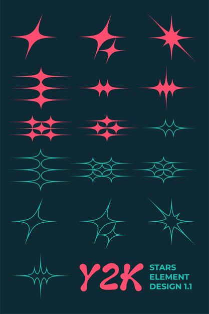 Y2K ELEMENT SHAPE Designs d'affiches étoiles